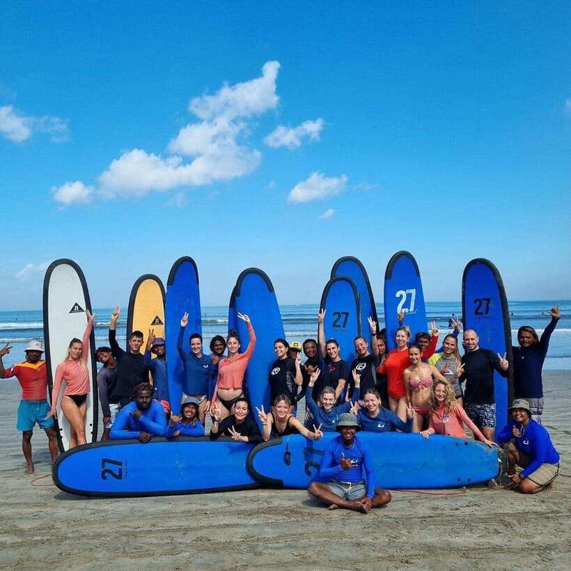 Bali: Surfing Lesson with Southern Beaches Tour & Kecak Show - Catching your first wave at Kuta Beach