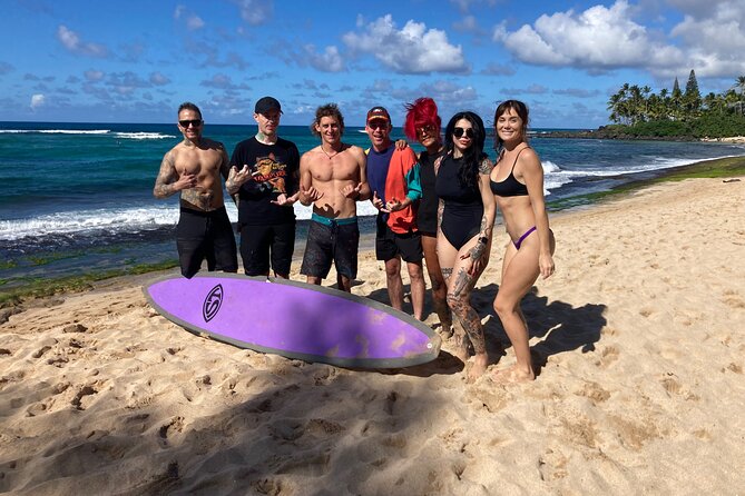 Learn to surf with a local big wave rider on the North Shore of Oahu - Value for solo surfers, couples, and families