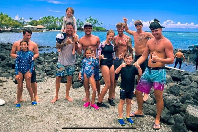 Premium group surf lessons- Kona’s Best Surf Lessons - Learning to surf at Kahaluu Bay