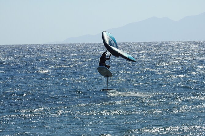 Santorini Wing Foil Surf Lesson for Beginners - Moving from kneeling to standing