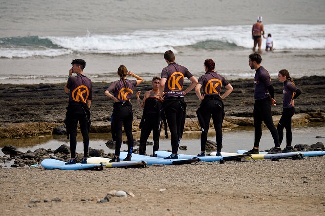 small group surf lesson in Playa de las Américas,Tenerife - Into the water at low tide