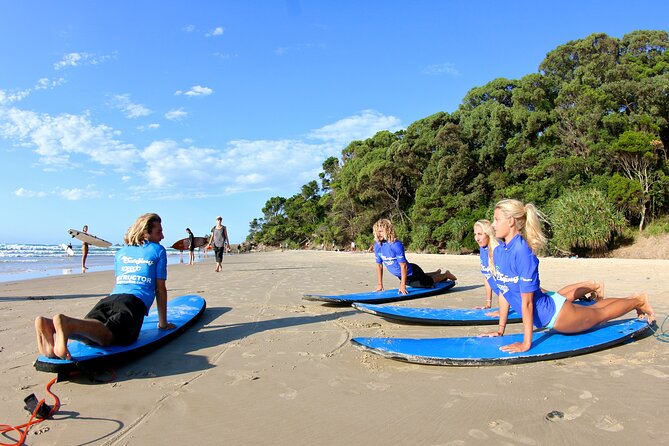 Small-Group Surfing Lessons in Byron Bay - Stage two: warm-up and beach practice