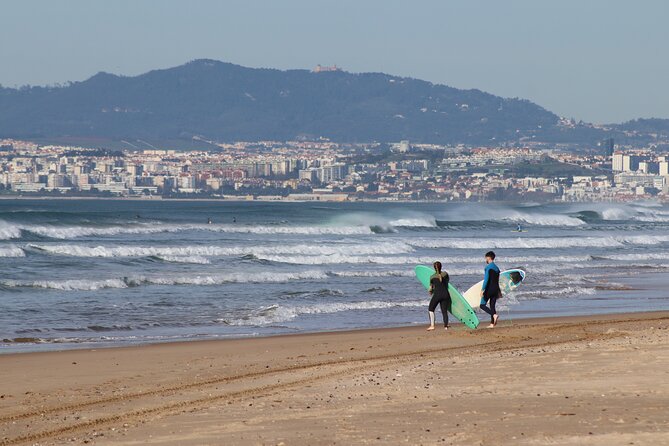 Surf Class in Almada - Getting fitted and preparing on the sand
