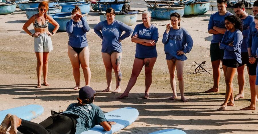 Surf in Vietnam with a local! - Who Will Get the Most From This Lesson