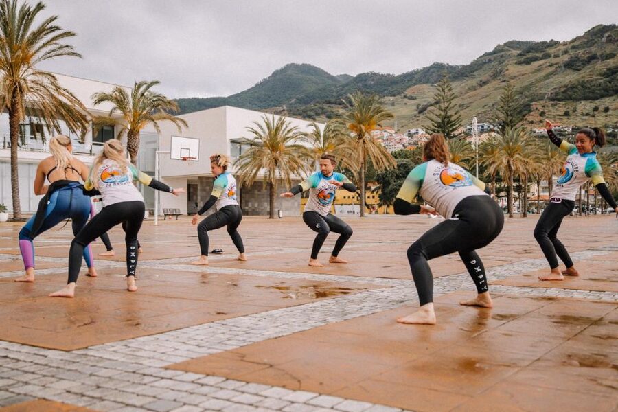Surf lesson in Madeira - Patient instruction from Jonny, Kyah, and the team